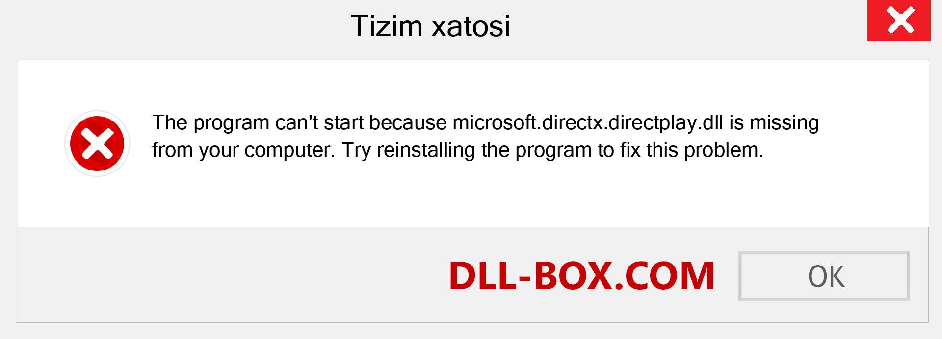 microsoft.directx.directplay.dll fayli yo'qolganmi?. Windows 7, 8, 10 uchun yuklab olish - Windowsda microsoft.directx.directplay dll etishmayotgan xatoni tuzating, rasmlar, rasmlar